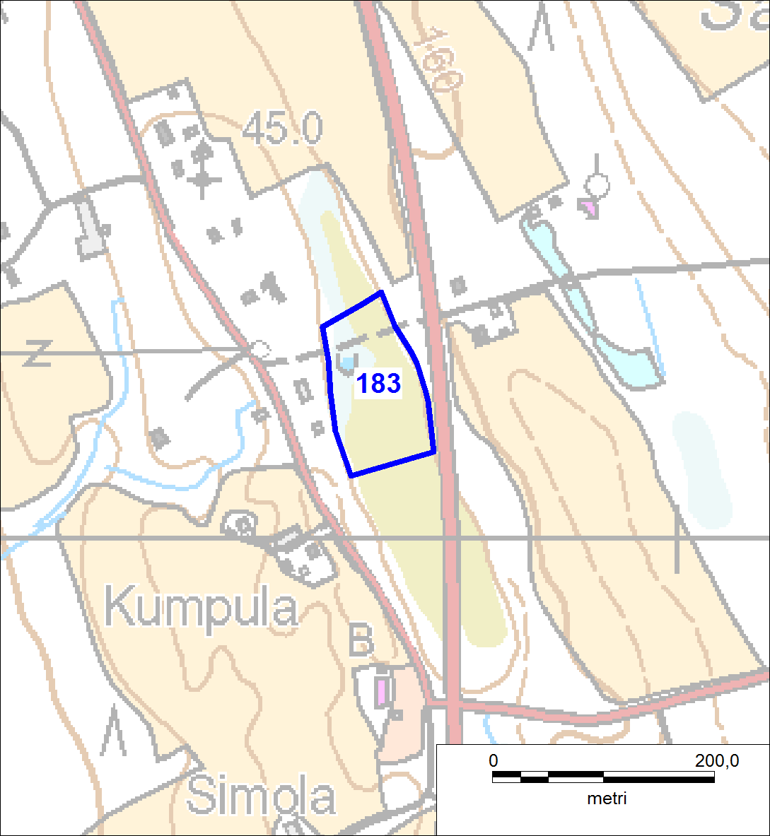 HÄYRILÄ, RN:O 4:87 Saksala Kuvio 183, 1,1 ha. Kaava: Ei kaavaa. Yleiskuvaus Kohde sijaitsee Haukivuoren keskustan eteläpuolella Saksalassa, kantatien 72 länsipuolella (kuvat 51 ja 54).