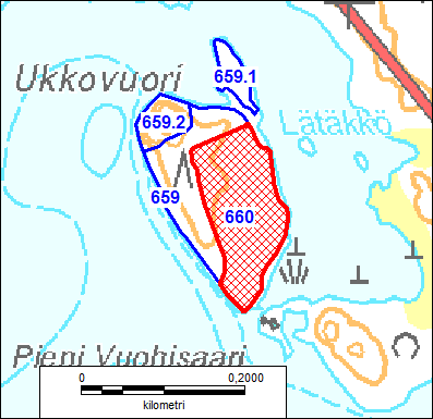 ANTTOLA, RN:O 1:932 Ukkovuori Kuviot 659 ja 660, yhteensä noin 3,1 ha. Kaavoitus: yleiskaavan virkistysalue (V), asemakaava Maa- ja metsätalousalue (M).