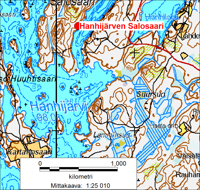 Kuvion 697 pohjoispuolella (kuvio 696) on nuorta kuivahkon kankaan männikköä.