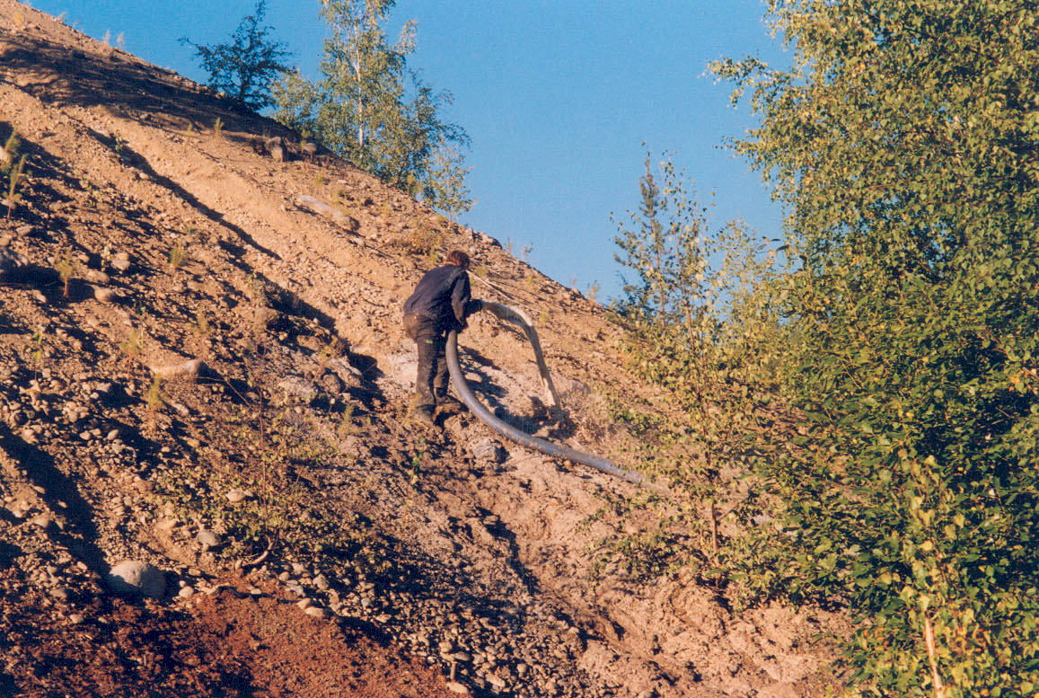10 Kuva 8. Puuromaisen peltomulta-turve seoksen aluetta kesällä 2004. Peltomulta ja turve Vuonna 2002 seos oli kuivaa ja kasvillisuutena ainoastaan sammalia.