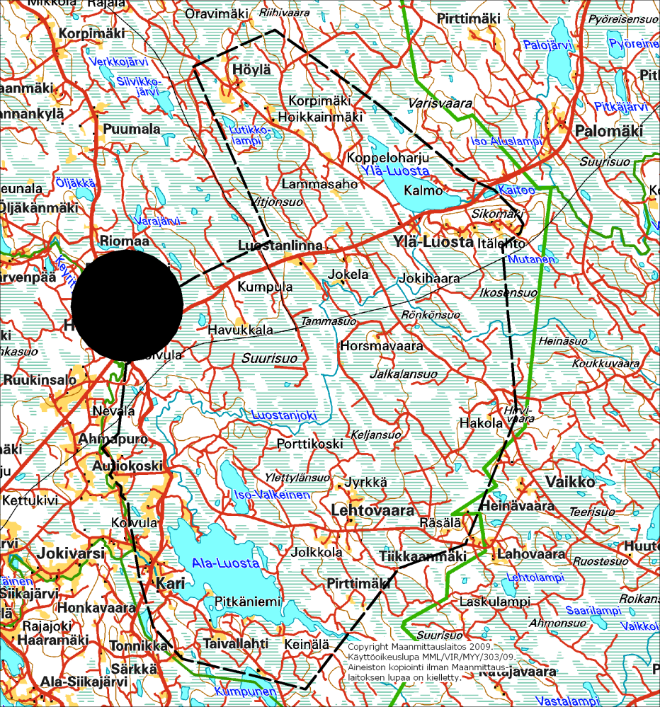 2 (5) hankealueella on tällaisia alueita, ne on merkitty kuvaan 1 mustalla ympyrällä.