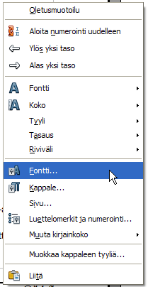 8 OpenOffice.org Writer 2. Perustekstinkäsittely 2.1. Fontin muotoilut Writerissä fontin tehosteet löytyvät Muotoilu/Fontti/ -valikkokomennolla Fonttitehosteet-välilehdeltä.