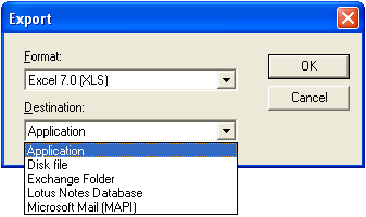 ja tieto minne siirretään; Application avaa tiedoston kyseisessä sovelluksessa, Disk file tallentaa tiedoston levylle. 17.4.6.