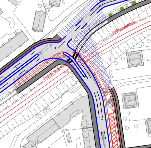 LIITTYMÄALUEET; SEPÄNKATU Liittymävaihtoehto A) Raitiotien YS: Pysäkki Sepänkadulla