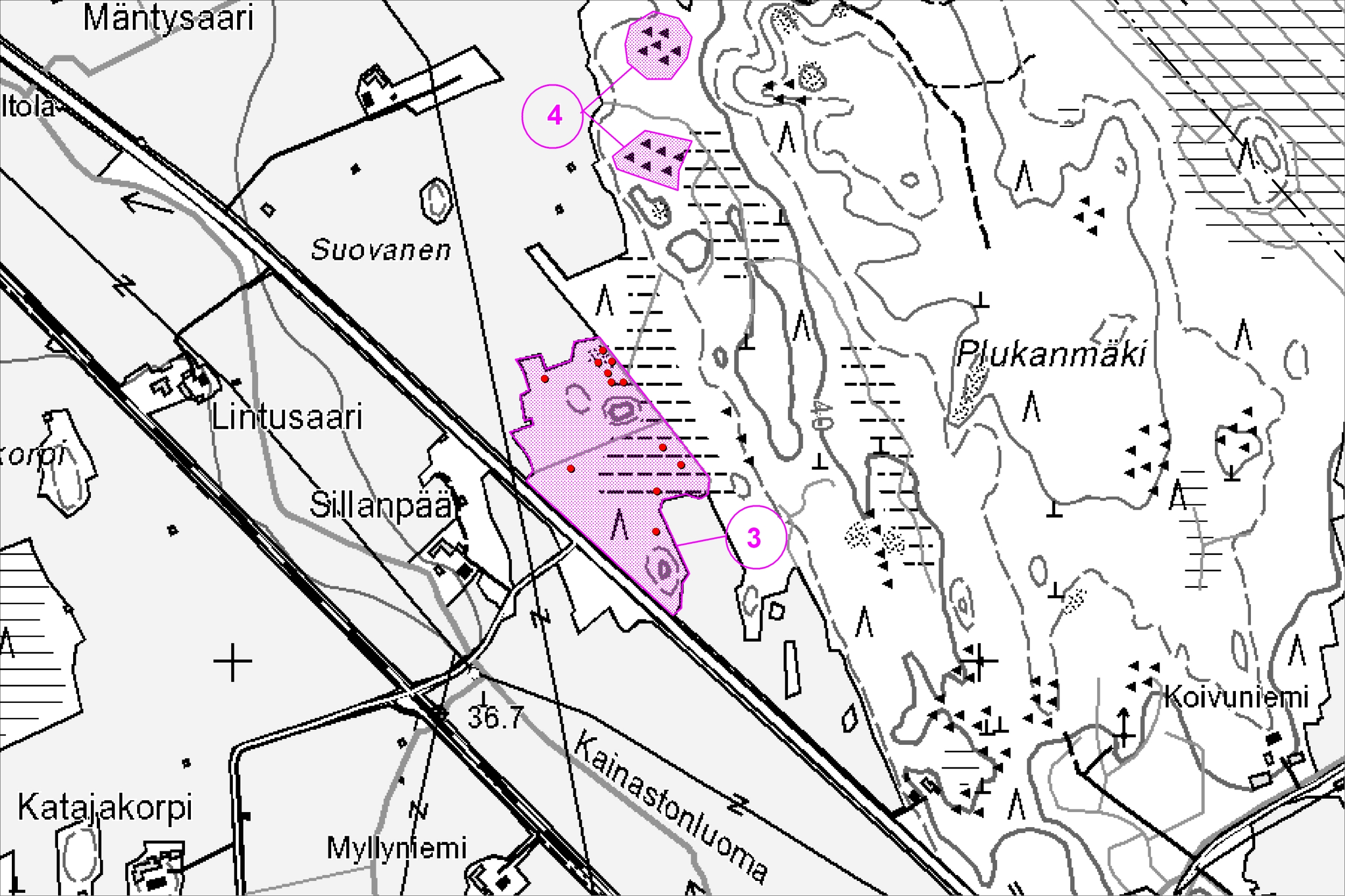 FCG Suunnittelukeskus Oy 14.9.2007 Luntselvitys Ylistarn yleiskaava 2020 11 (24) 720 C7989 la, vanhan ladn ympärillä, n vaihtelevan ikäinen haavikk.