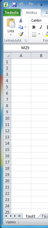 Työtila, Excel 2010 Työpöytä koostuu seuraavista osista: Pikatyökalurivi Valintanauhat