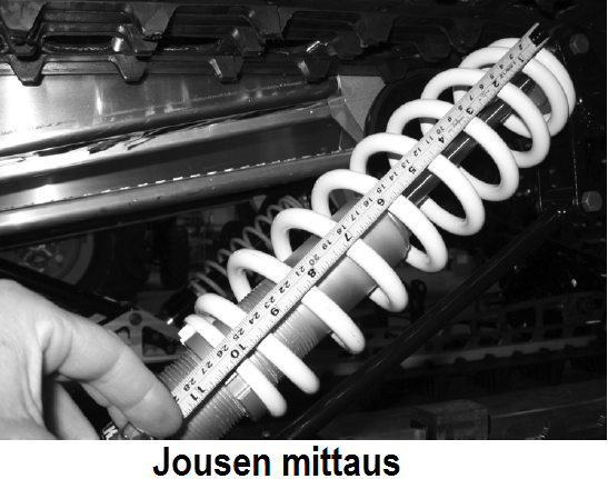 MOOTTORIKELKAN KÄYTTÖ Jousituksen säädöt Telaston jousituksen säätö Polaris tavoittelee mahdollisimman turvallisia ajo-ominaisuuksia sekä miellyttäviä matkustamisen puitteita erilaisissa olosuhteissa