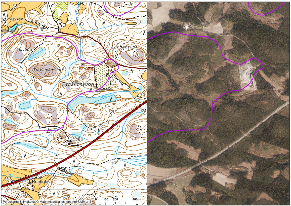 .1.. Helaamäki-Pihtikorvenvuori () Arvoluokka geologia biologia ja maisema Alueella on ampumarata, joka tosin on ollut alueella osin jo kartoitushetkellä 1990-luvulla.