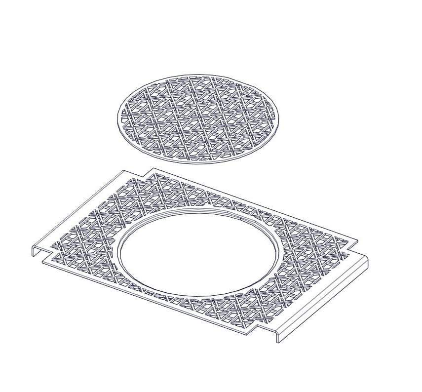 Corrrect position of lower steel grate magnets and fasten by the screws. Place the side grates on its place. Place upper grate on its place.