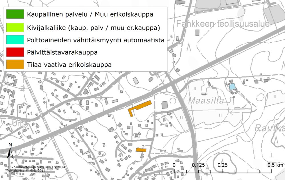 Ydinkeskustan lisäksi myös Kauttualla on kaupan palveluiden keskus.