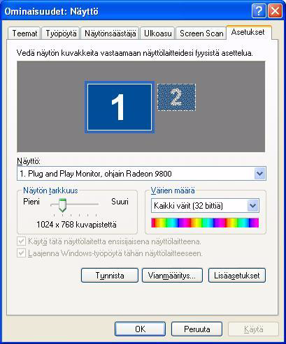 10 2 Tallenna muutokset napsauttamalla OK tai Käytä. Ratiometrinen laajennus RADEON 9800 -sarjan kortti tarjoaa ratiometrisen laajennuksen (eli litteän näytön sovituksen).