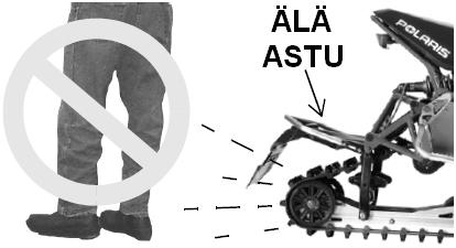 Älä kaasuta voimakkaasti lämmitys käytön aikana tai jos telamatto roikkuu vapaana.