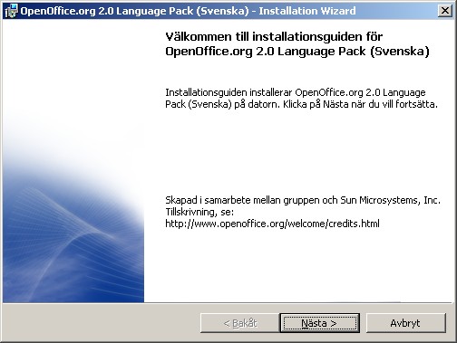 - 24 Language Pack (Svenska) Installation Files"). Hyväksy oletusarvo painikkeesta Packa upp ja odota, kun asennustiedostot muodostetaan purkukansioon.