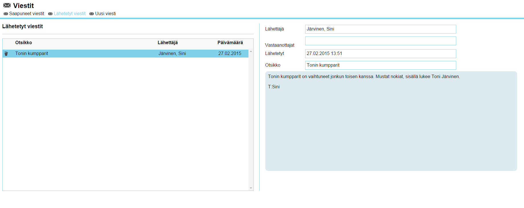 Viestit & Luvat Viestit Lähetetyt viestit 1.