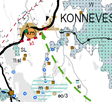 FCG SUUNNITTELU JA TEKNIIKKA OY Kaavaselostus, ehdotus 14 (33) 3.1.6 Liikenne Kaava-alueen läpi kulkee maantien 16771 Säkinmäki Konnevesi.