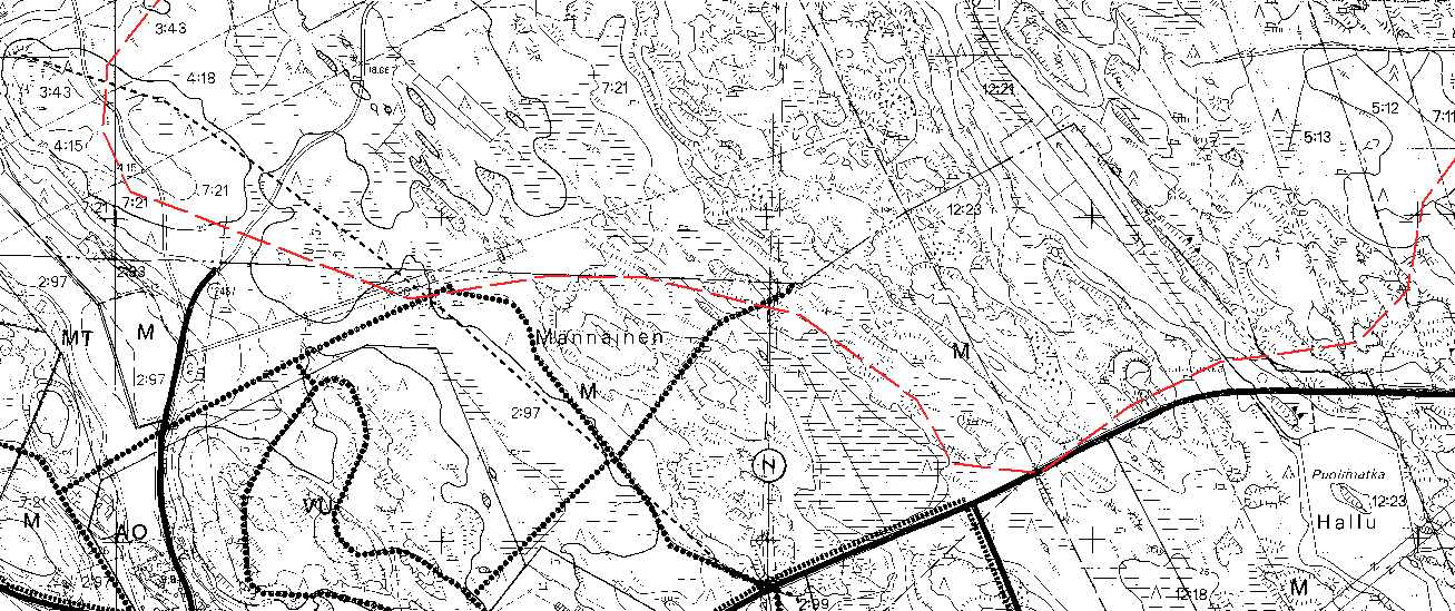 Kirkonseudun-Orivon osayleiskaavassa (14.12.1992) osa kaava-alueesta 1 on merkitty lentoliikenteen alueeksi (LL) ja osa maa- ja metsätalousvaltaiseksi alueeksi (M). Keskeisen alueen yleiskaavassa (15.