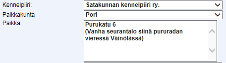 Suomen Kennelliitto ry. 28.12.2015 11(20) Kurssin ajankohta Kurssin alkamis- ja päättymisajankohdat voidaan syöttää suoraan kenttiin tai valita kalenterinäytöltä.
