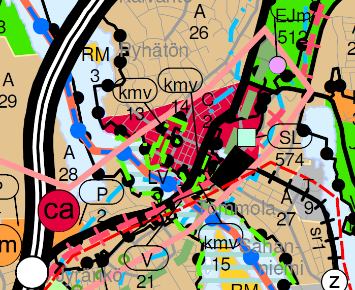 Ote maakuntakaavasta 2006, suunnittelualue sijaitsee keltaisen ympyrän keskellä.