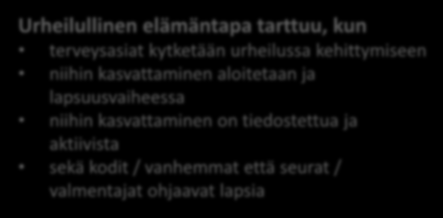 Lapsuusvaiheen polun tavoitteena Reppu täyteen Hyvä fyysinen harjoitettavuus rakentuu, kun kunnioitetaan yksilöllistä kasvua ja kehitystä toiminnassa on pitkäjänteistä tavoitteellisuutta