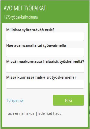 3. Hae kesätöitä Nyt ensivalmistelut on viimeinkin tehty, on aika hakea kesätöitä. Työpaikat- linkki ohjaa sinut Kuntarekryn etusivulle.