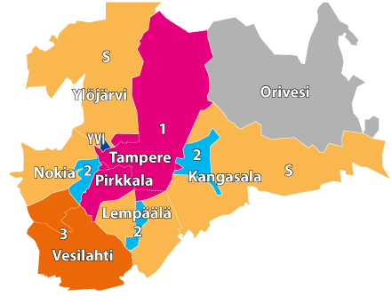 Nykytila, Tampereen kaupunkiseutu Kertaliput Vyöhyke Aikuinen Lapsi Yksi vyöhyke 1, 2 1, YVI 2,60 1,00 Yksi vyöhyke 2 2, 3 3,50 1,80 Kaksi vyöhykettä 1-2, 2-3 5,00 2,50 Kolme vyöhykettä