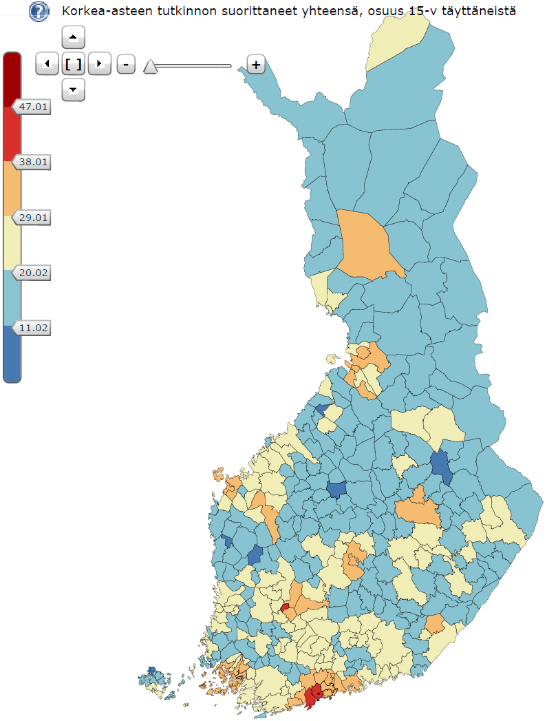 Korkea-asteen tutkinnon suorittaneiden osuus