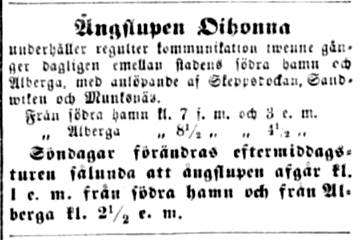 Höyrysluuppi Oihonna 1868 Rakennettu 1866, 14,4 x 4 m, 8 ihv /6, 15.6. ja 6.7.