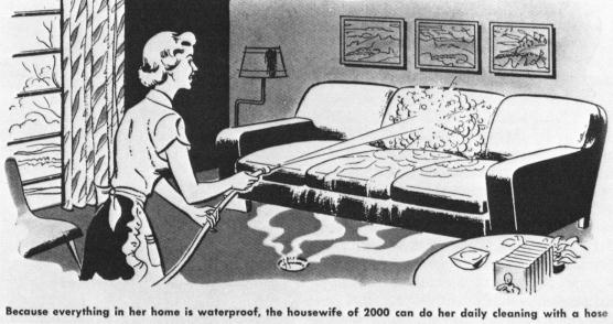 Great Technology Because everything in her home is waterproof, the housewife of 2000 can do her daily