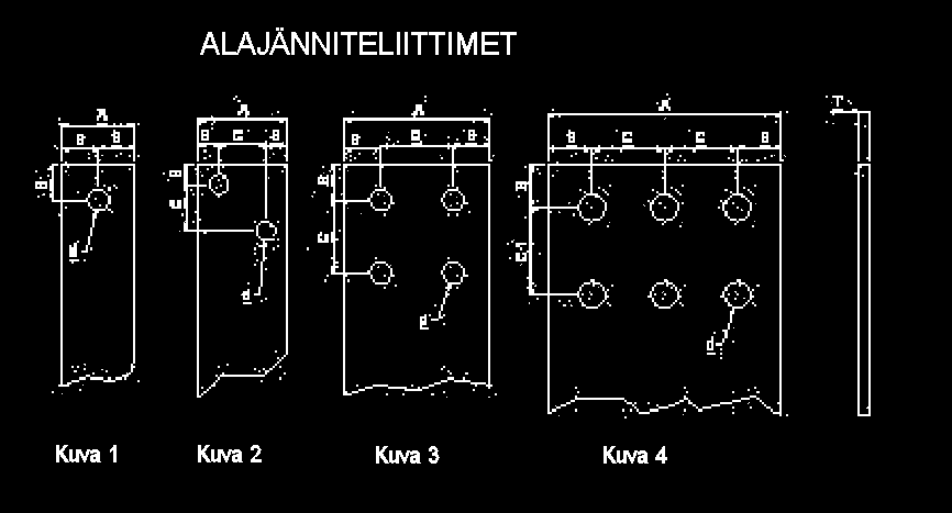 Vakiovarusteet Yläjänniteliittimet, jotka on integroitu yläjännitekäämeihin Alajänniteliittimet, kuparikiskot Nosto- ja vetosilmukat Väliottokytkentäliuskat +/- 2x2,5%, kytkettävä jännitteettömänä 90