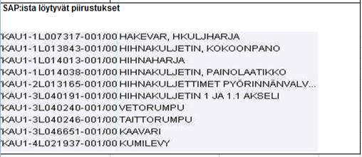 Taulukko 5.4 Kehitysideat ja määräaikaistyöt Viimeiseen taulukkoon (Taulukko 5.5) keräsin kaikki kuljettimen piirustukset mitä järjestelmään oli syötetty.