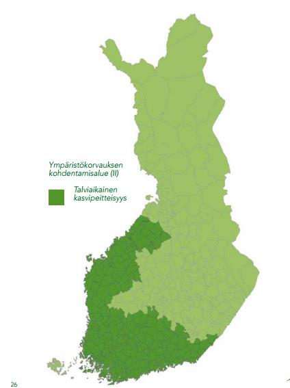 Talviaikainen kasvipeitteisyys - Kohdentamisalueella 20 %