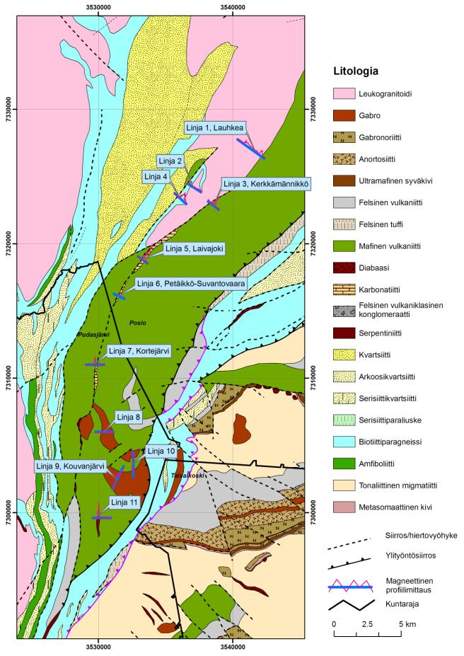 39 Kuva 21. Posion Kouvan tutkimusalueen sijaintikartta ja fosforimalmi R4:ssa. Location of Kouva study area and P-ore penetration in carbonatite at Kortejärvi. Kuva 22.