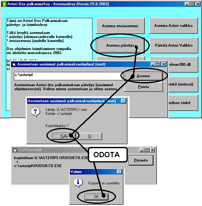 Päivityksen asentaminen Päivitys sisältää CD-levyn, jolta voidaan tehdä paitsi päivitys niin myös ensiasennus.