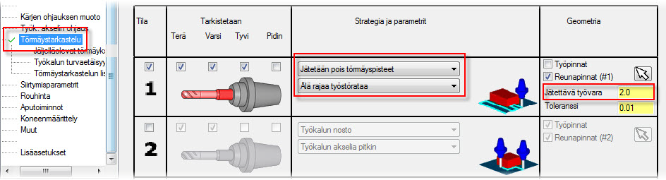 23 3 Aseta reunapintojen työvara kirjoittamalla Jätettävä työvara -ruutuun 2.