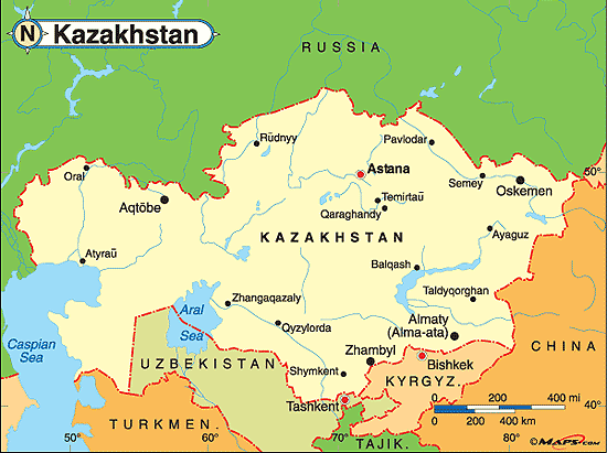 Kazakhstan Pinta-ala ( km2) 2, 724, 900 Asukasluku 17,5 mlj Pääkaupunki Astana Pääkielet Kazakki, Venäjä Lukutaito 99 % Öljy