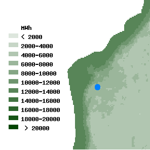 LAIHIAN RAJAVUOREN TUULIVOIMA-ALUEEN OSAYLEISKAAVA, OAS 7 Kuva 5. Tuulen nopeus 100 metrin korkeudella maanpinnasta, suunnittelualueen sijainti sinisellä (Suomen tuuliatlas 2010). Kuva 6.