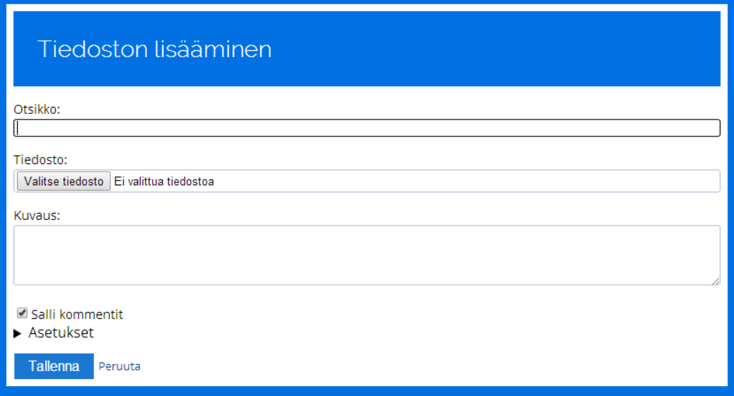 1. Anna tekstikenttään mapille haluamasi nimi 2. Klikkaa Tallenna 1.