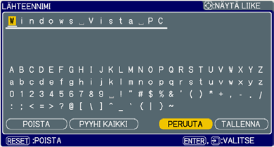 KUVARUUTU-Valikko KUVARUUTU-Valikko (jatkuu) Kohta VIESTI LÄHTEENNIMI Kuvaus Viesti-toiminto kytketään päälle / pois päältä / painikkeilla.