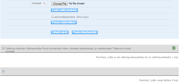 Sähköpostin lähettäminen 1) Sähköposti välilehdeltä voit lähettää sähköpostia ryhmän jäsenille, huoltajille ja ryhmänjohtajille. Sähköpostin lähettäminen on yksisuuntaista, eli siihen ei voi vastata.