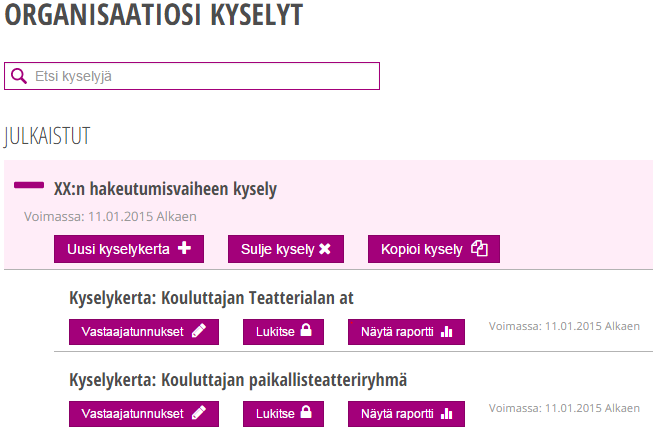 5 ( 5 ) PALAUTTEEN ANTAMINEN Tutkinnon suorittaja kirjautuu suoraan palautteenantoon linkistä, joka hänelle on annettu/lähetetty. Linkki sisältää vastaajatunnuksen.