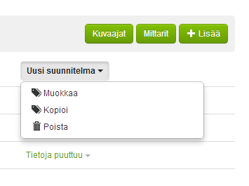 3. Käyttöjaksojen/suunnitelmien lisääminen ja nimeäminen Voit halutessasi muuttaa suunnitelman/käyttöjakson nimeä painamalla sen nimeä, valitsemalla Muokkaa ja täyttämällä uuden nimen lomakkeelle.