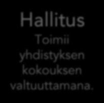 Yhdistyksen toimintaa säätelee Yhdistyslaki (26.5.1989/503) Tärkein yhdistyksiä ohjaava laki. Yhdistyksen kokous Ylin päätäntävalta on kokoukseen osallistuvilla jäsenillä.