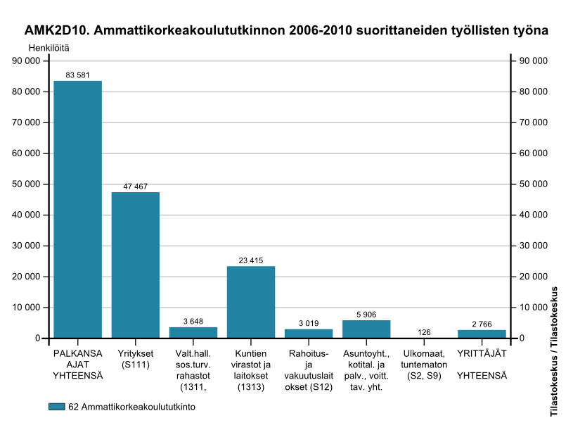 Ammattikorkeakoulututkinnon 2006-2010 suorittaneiden työllisten