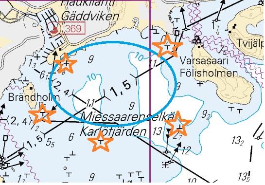 9 ratakilpailujen kilpailualue on välittömästi Haukilahden sataman ulkopuolella.