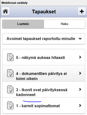 Oletuksena vain tehtävät, jonka olet äskettäin aikaraportoinut, näytetään. Jos haluat lisätä tehtäviä, klikkaa "Lisää tehtäviä". Tämä antaa listan projekteista.