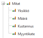 Pylväsalue Filtteri alue Raportin komponentit Raporttialue Kohteet, jotka haluat nähdä raportin riveillä, asetetaan tähän Vedä & Pudota toiminnolla.