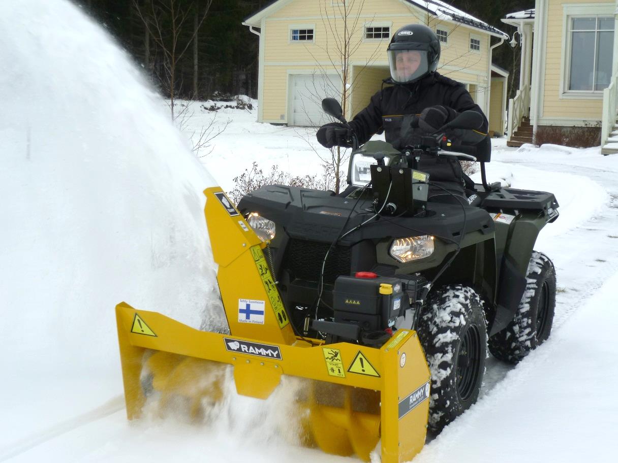 Ominaisuudet RAMMY Snowblower 120 ATV mönkijän lumilinko on suunniteltu mönkijäkäyttöön.