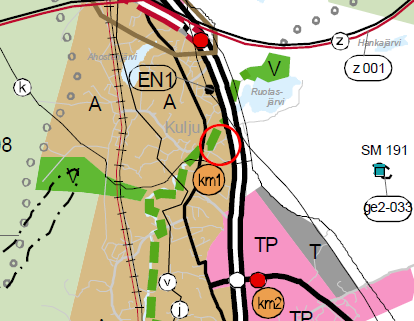Ote Pirkanmaan 1. maakuntakaavasta. Suunnittelualueen sijainti on merkitty kartalle punaisella ympyrällä. Pirkanmaan maakuntavaltuusto päätti kokouksessaan 2.4.2012 Pirkanmaan 2.