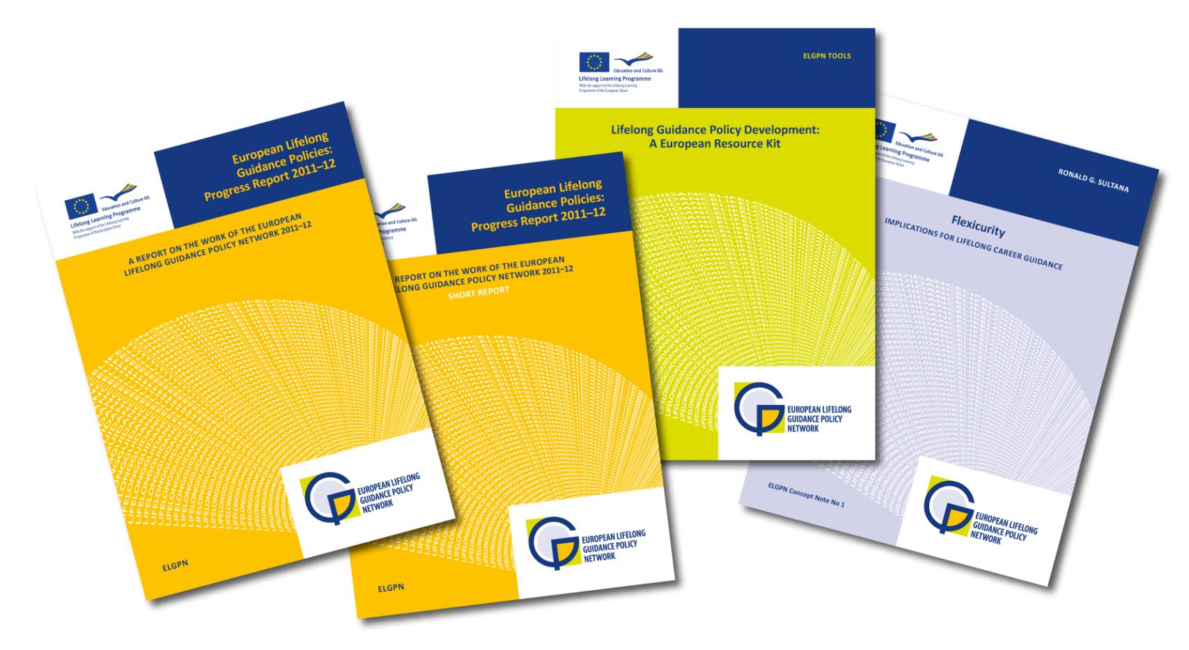 ELGPN tuotteet 2015 () - LLG Policy Development, European Resource Kit for Policy Makers - ELGPN Evidence Guide 2012 - ELGPN Progress Reports 2008-14 & Short Reports - Concept Notes (Flexicurity,