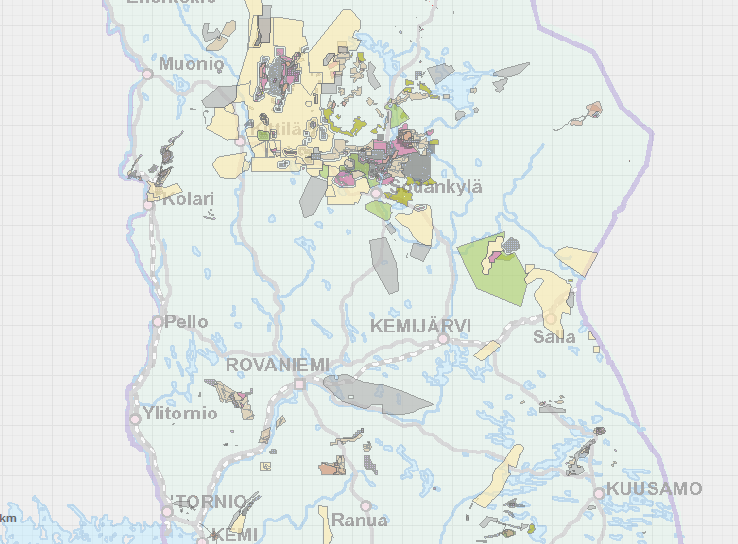 toiminnassa olevat kaivokset kaivoshankkeet malminetsintäalue suojelualueella Hannukainen Suurikuusikko Kuotko Kevitsa